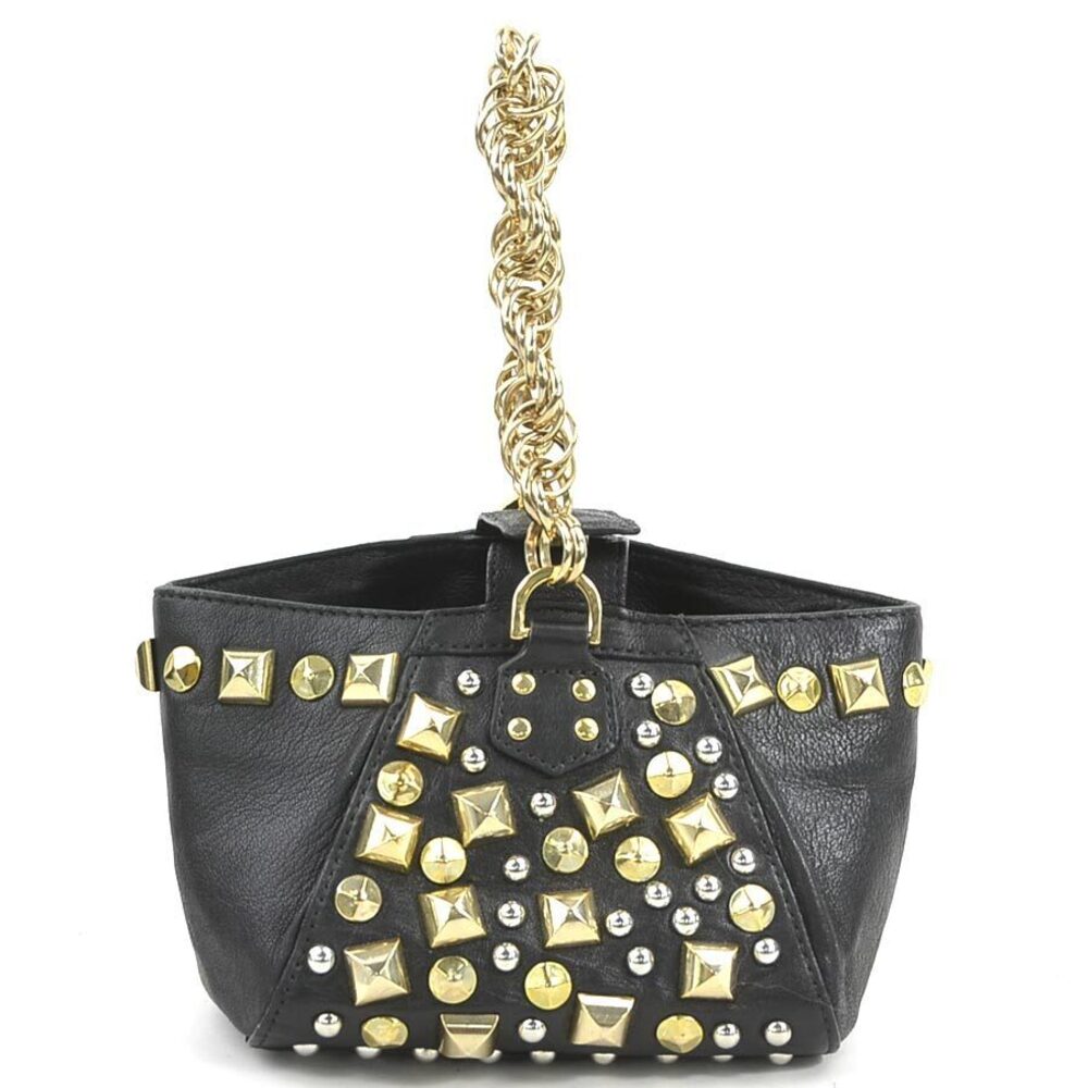 Versace handbag leather metal black